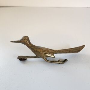 Vintage Solid Brass Roadrunner Bird Figure Sculpture 1970s 70s Decor Eclectic